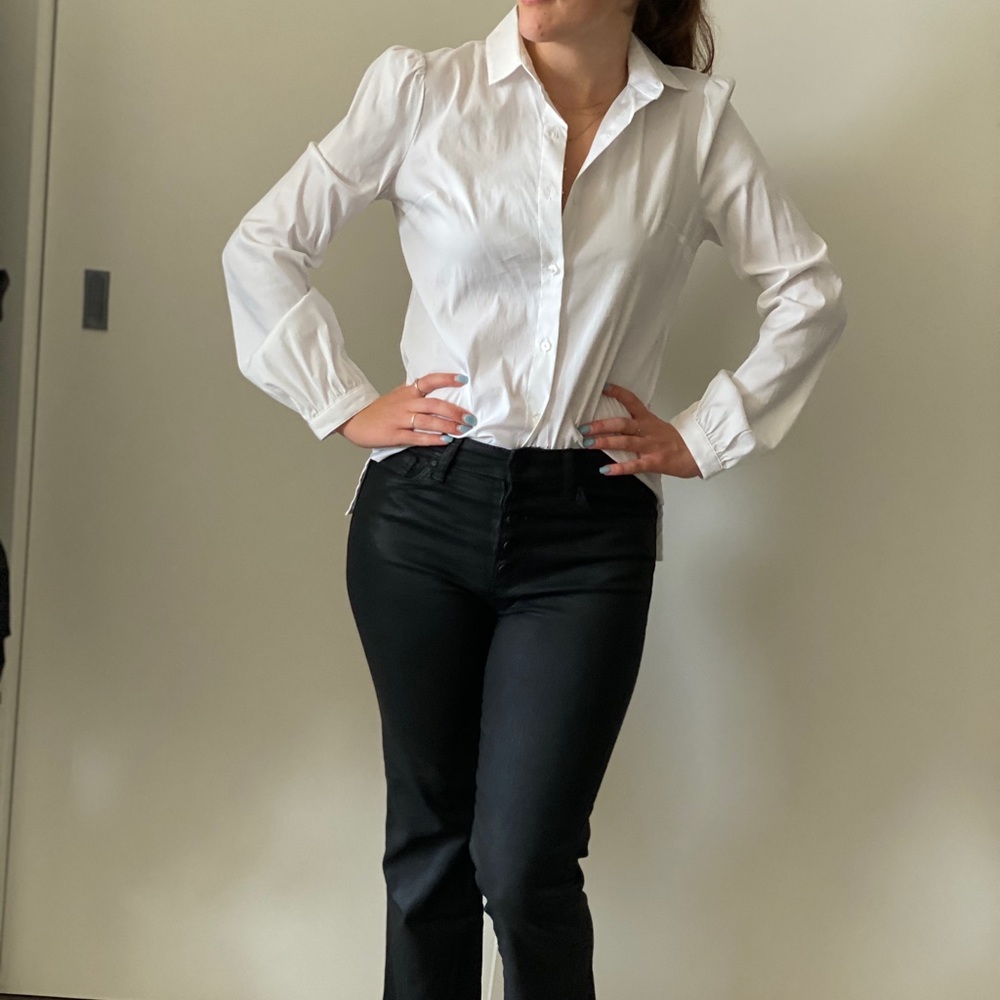 White Express Puff Shoulder Button Down - image 3